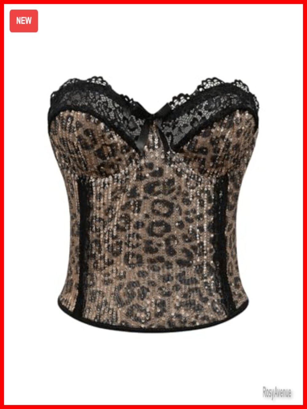 Sequin Lace Corset Tube Top Sparkly Strapless Slim Fit Party Clubwear